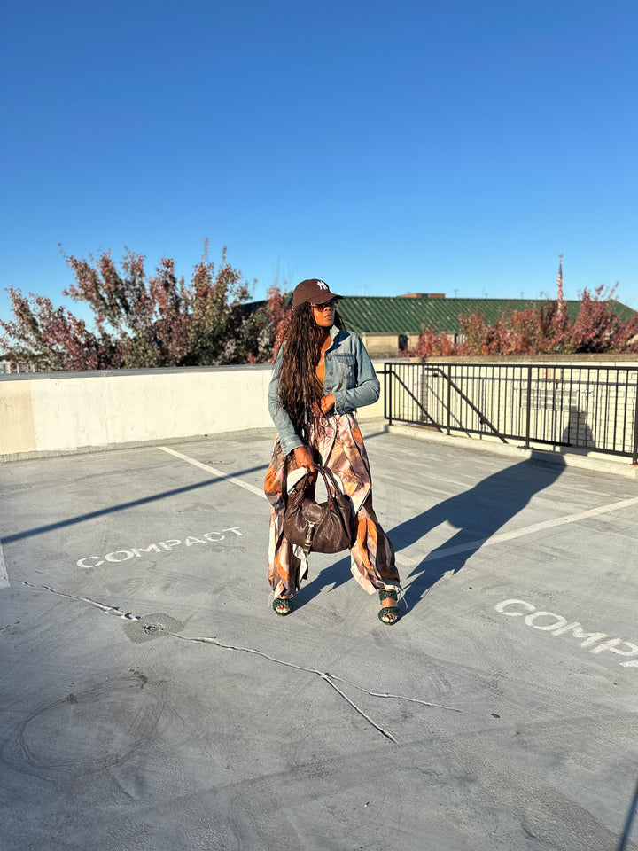 NEW All the Frills Cargo Pants - Brown Rust Grey Marble Blend