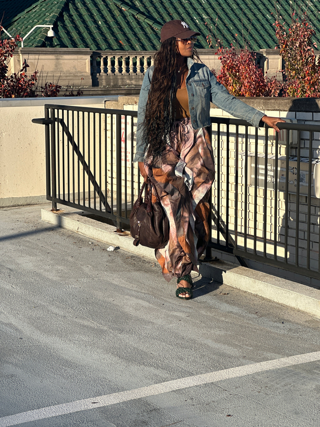NEW All the Frills Cargo Pants - Brown Rust Grey Marble Blend