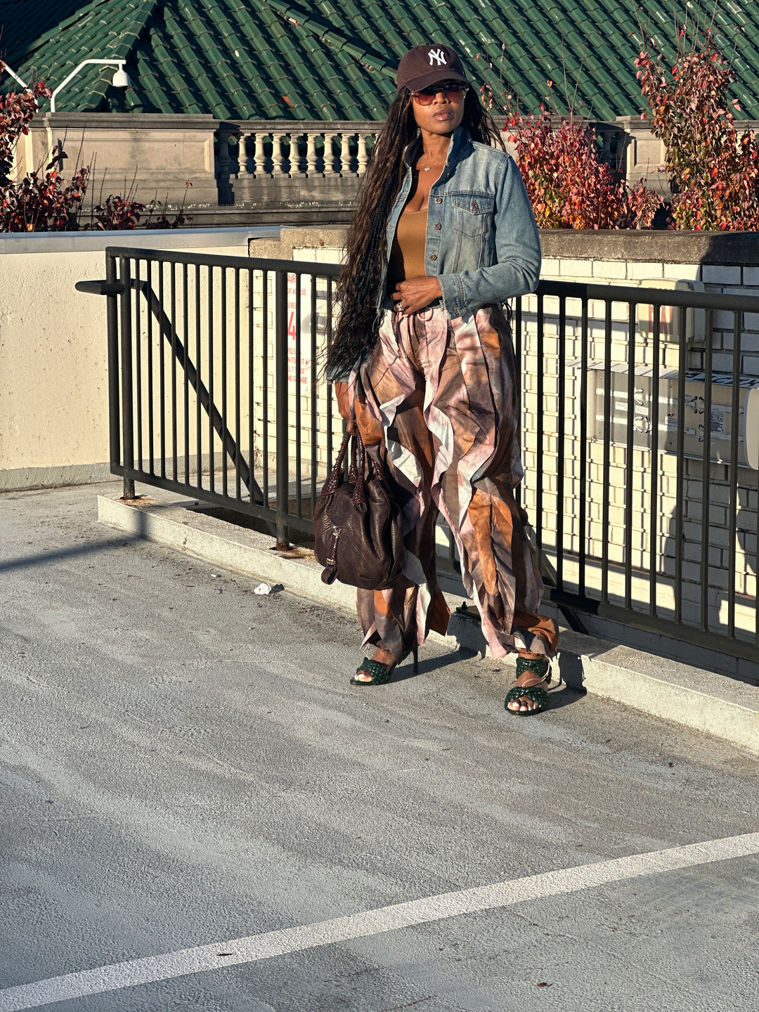 NEW All the Frills Cargo Pants - Brown Rust Grey Marble Blend