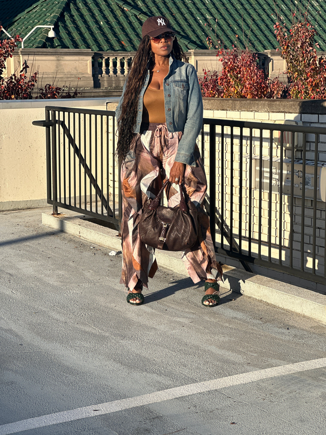 NEW All the Frills Cargo Pants - Brown Rust Grey Marble Blend