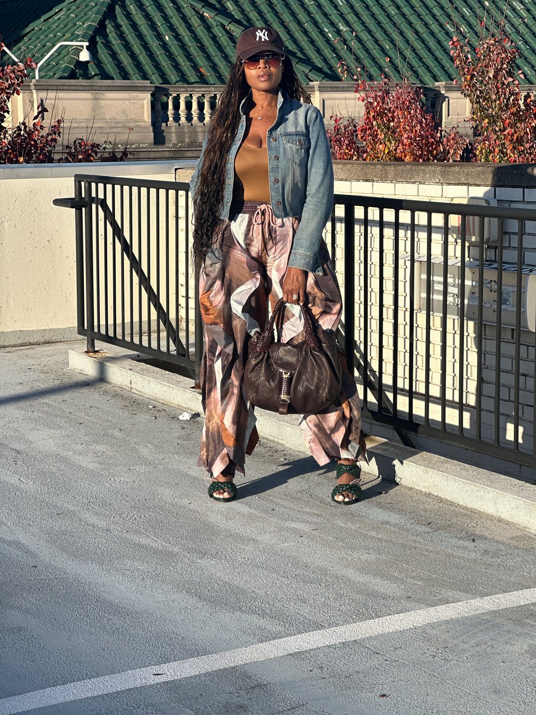 NEW All the Frills Cargo Pants - Brown Rust Grey Marble Blend