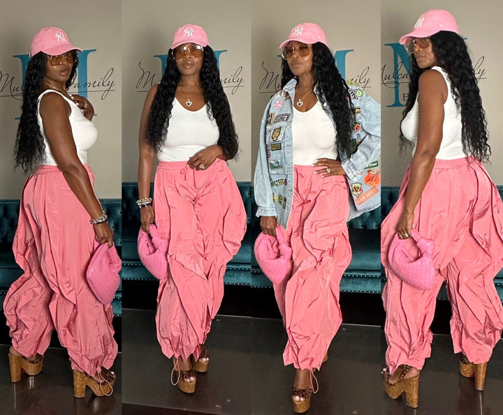 All the Frills Cargo Pants - Pink