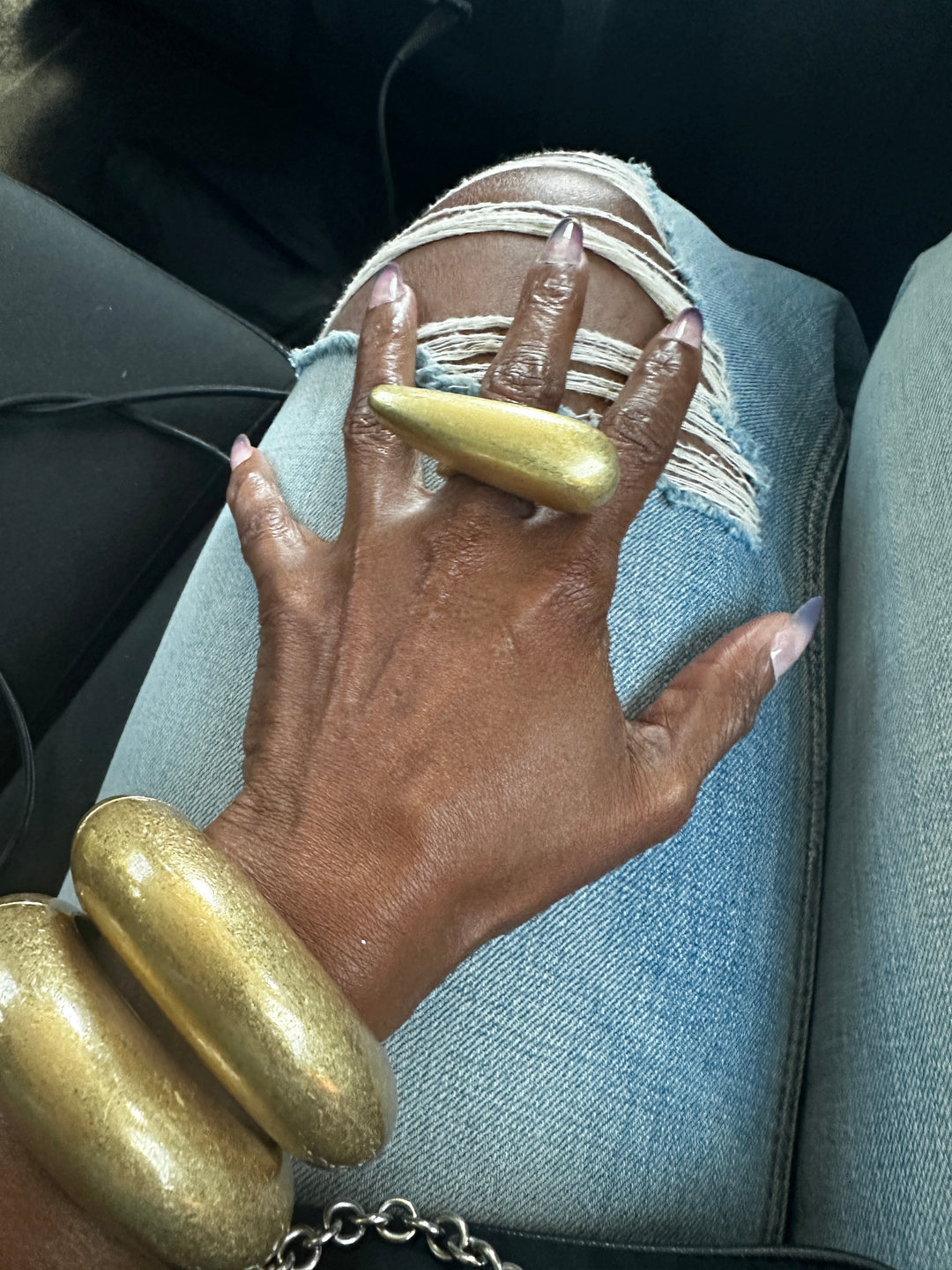 Oversized Gold Cross Bow Accent Stretch Ring