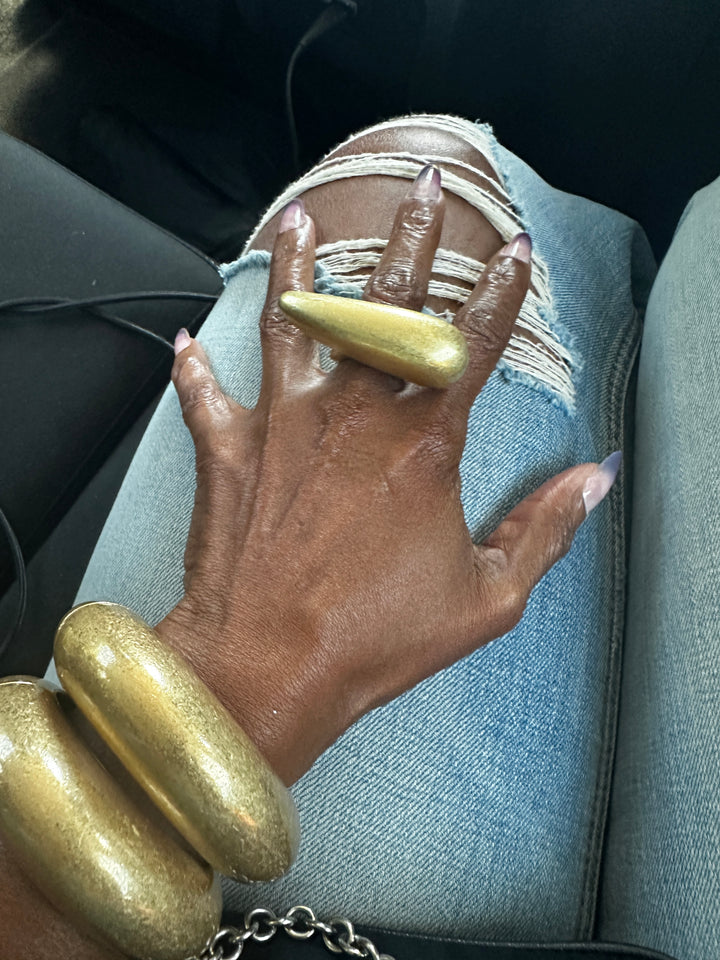 Oversized Gold Cross Bow Accent Stretch Ring