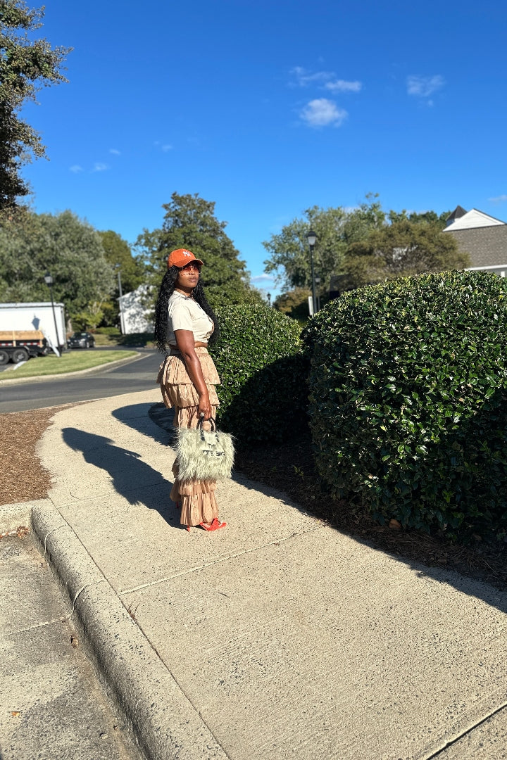 LUXE All the Vibes Bubble hem layered pants - Camel
