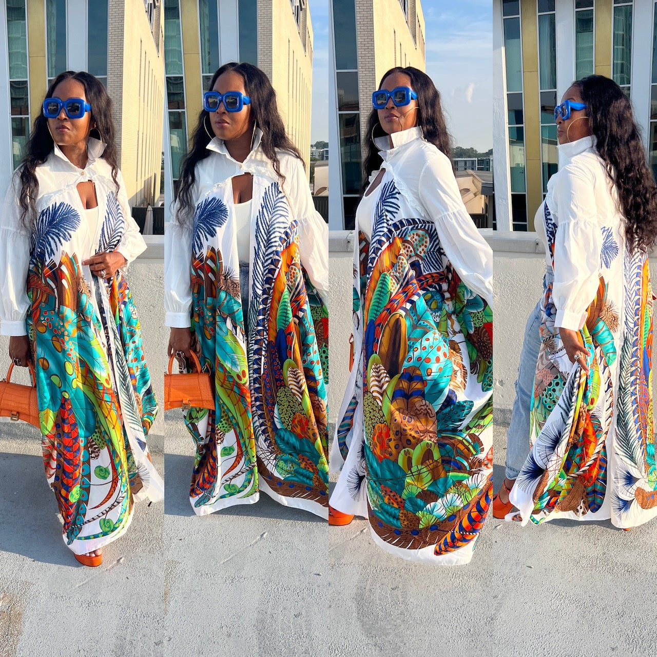 RESTOCKED Remix Shirt and Open Front Satin Kimono  - White Blend Ships 10/5