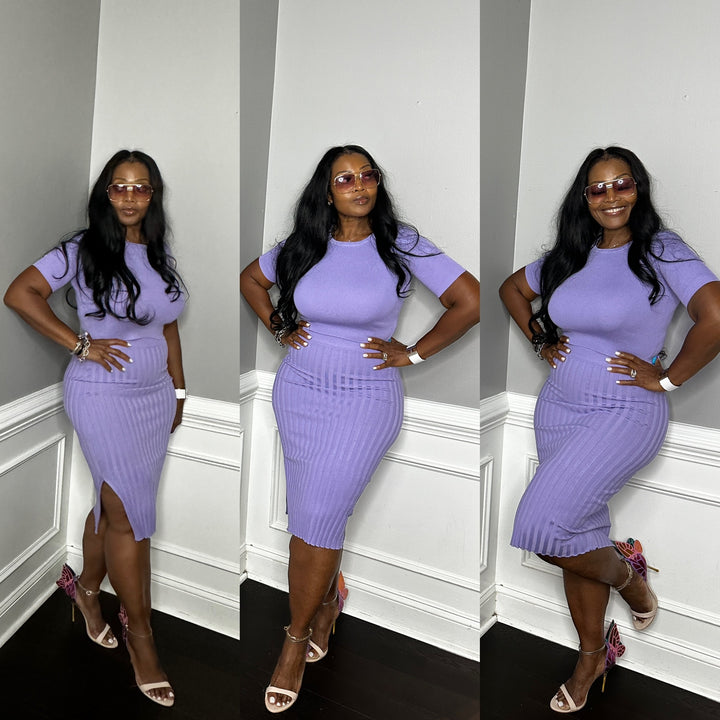 Ladies Who Brunch 2 pc ribbed skirt set - Lavender