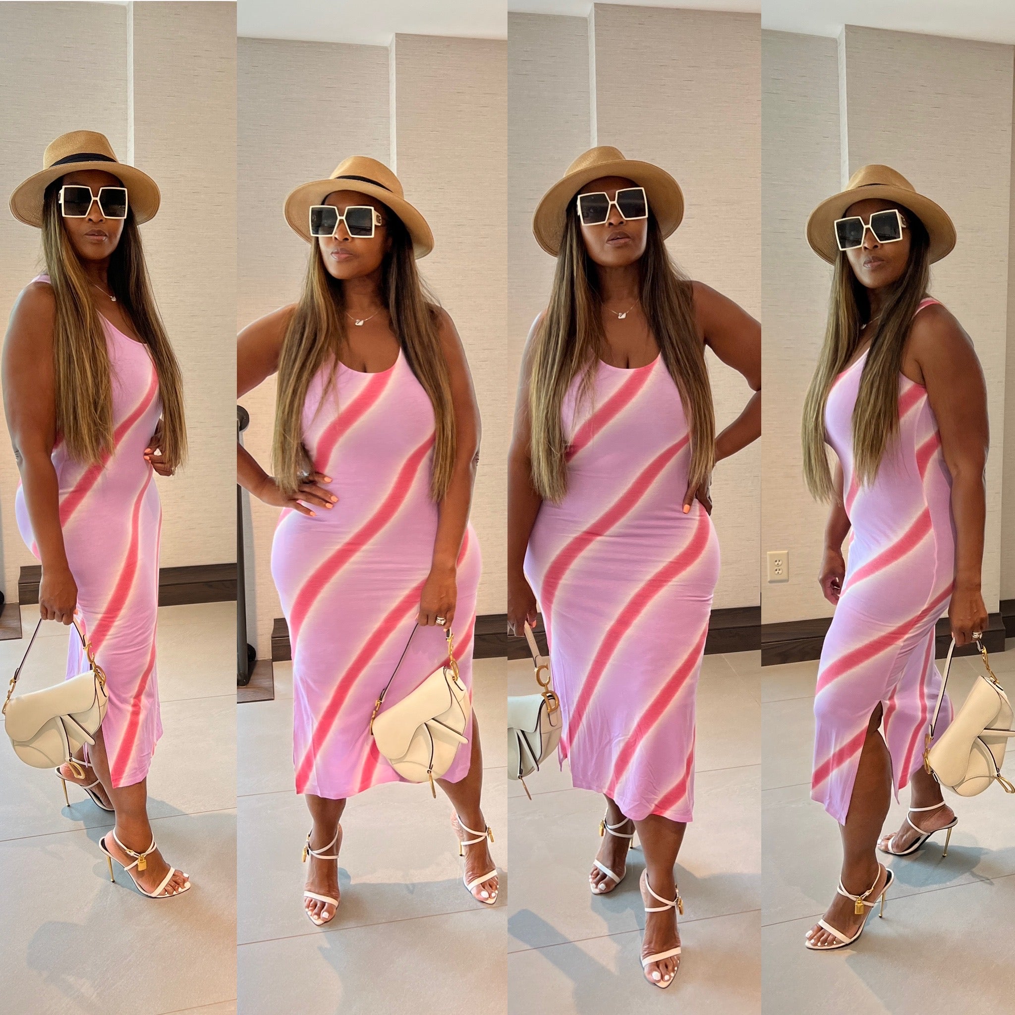 Summer Nights Side Split Midi Dress- Lavender and Pink Blend