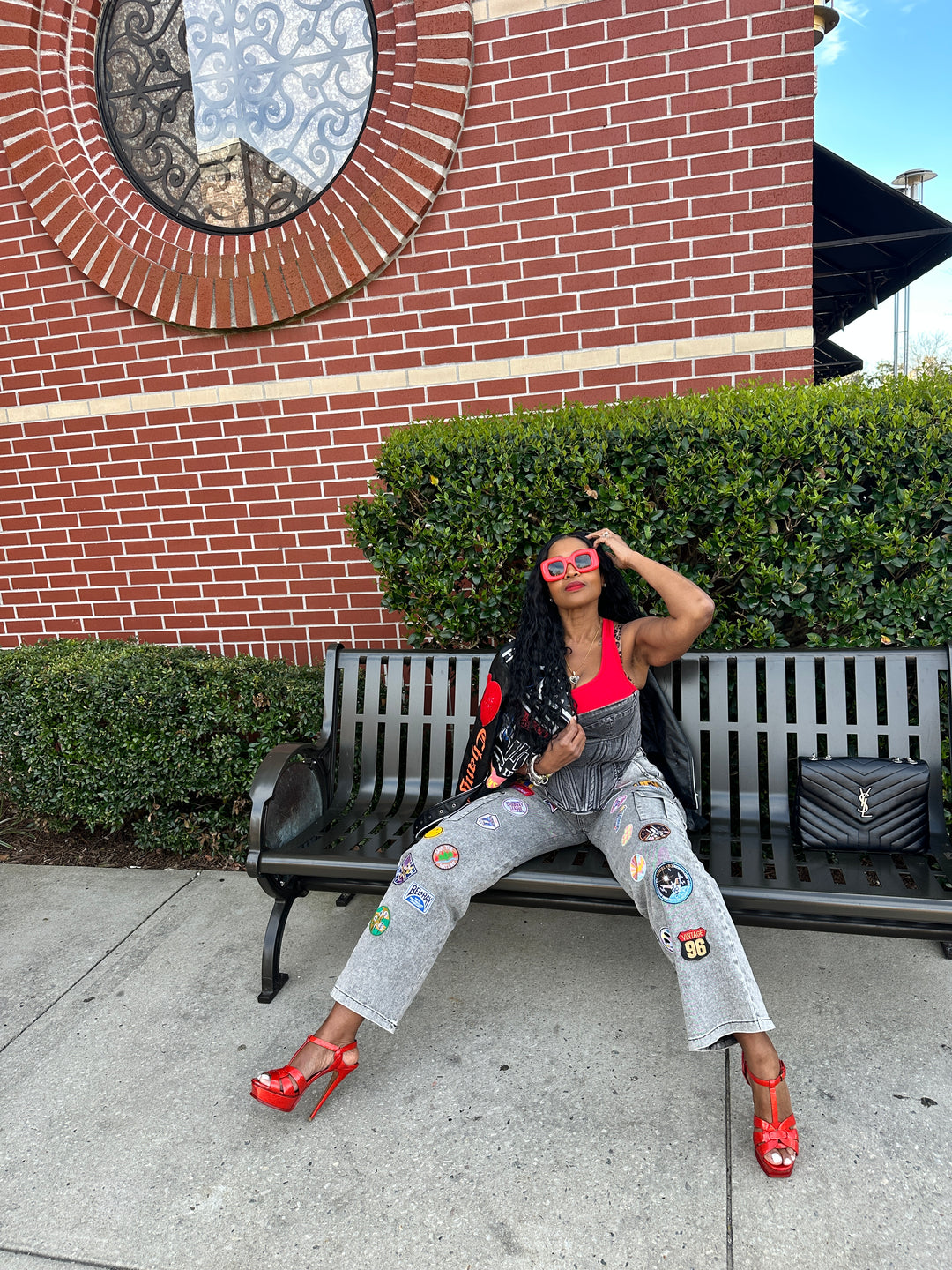 Route 26 Stretch Cargo Patch Jeans - Black Wash