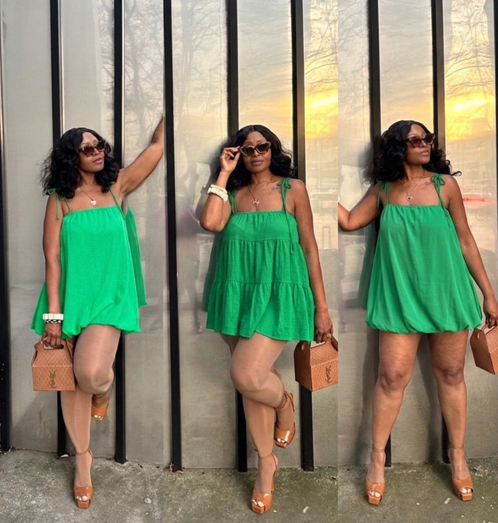 Spring Bloom Bubble hem dress - Kelly Green