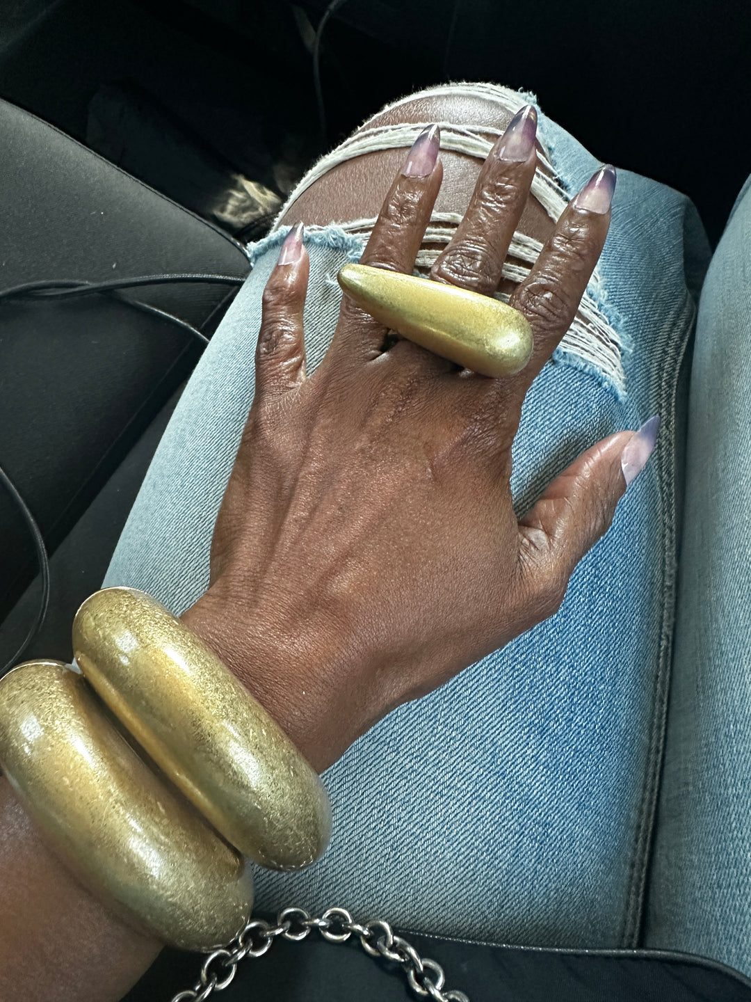 Oversized Gold Cross Bow Accent Stretch Ring
