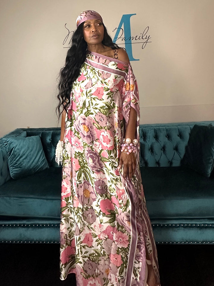Santorini Collection Kaftan Maxi scarf with matching scarf - Lavender Pink Blend