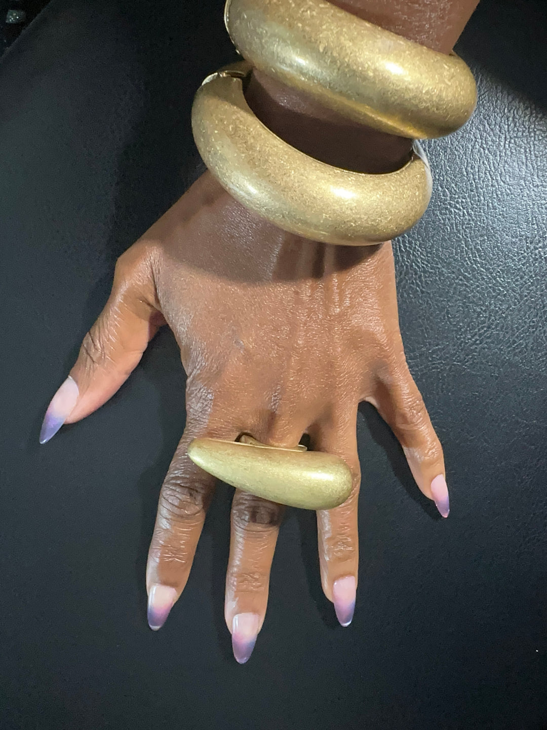 Oversized Gold Cross Bow Accent Stretch Ring
