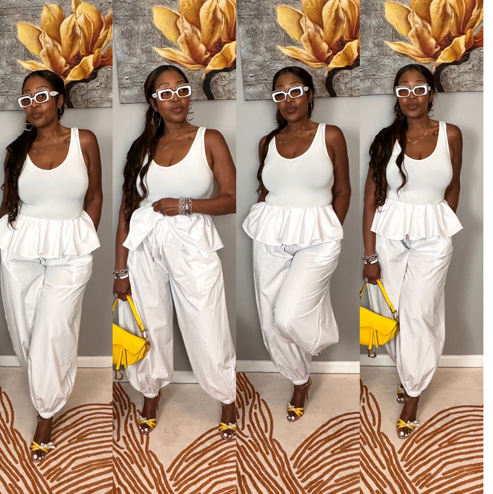 NEW Luxe Layered Peplum Pants - White