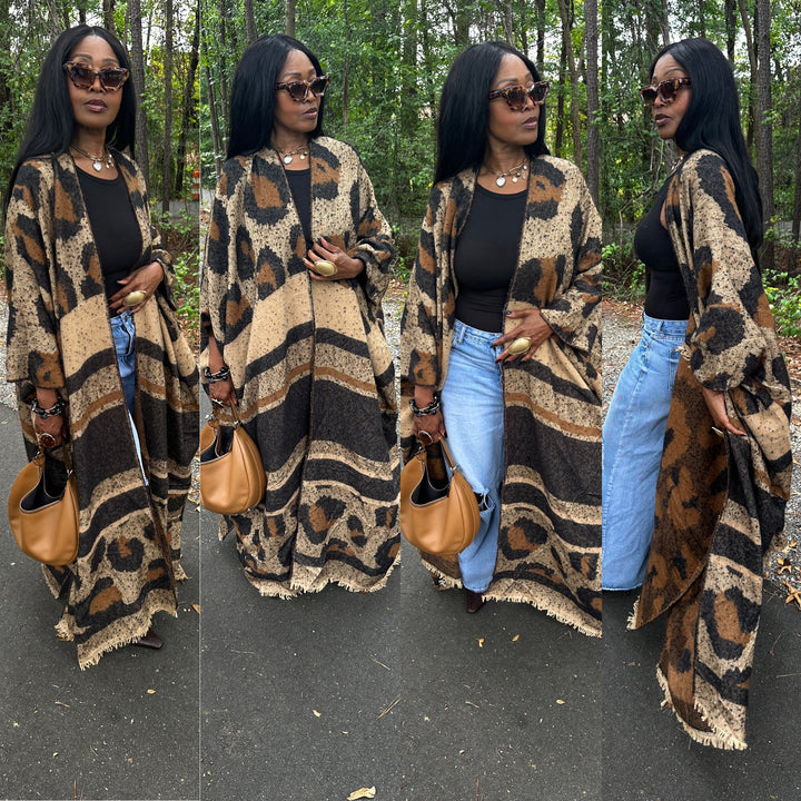Winter Fashion Leopard Print Kimono Coat Ships 9/21