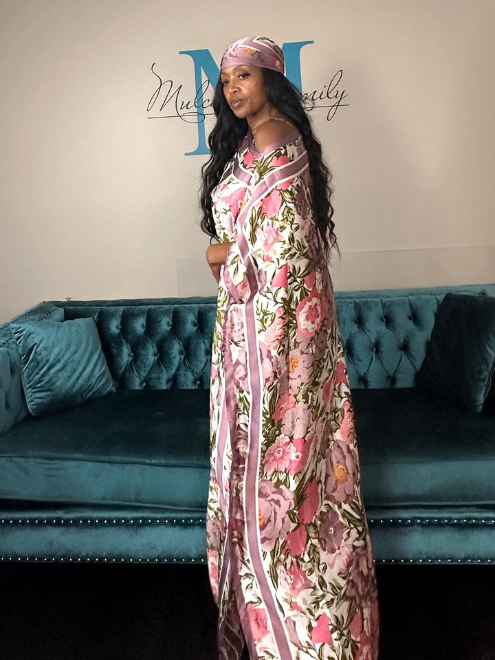 Santorini Collection Kaftan Maxi scarf with matching scarf - Lavender Pink Blend