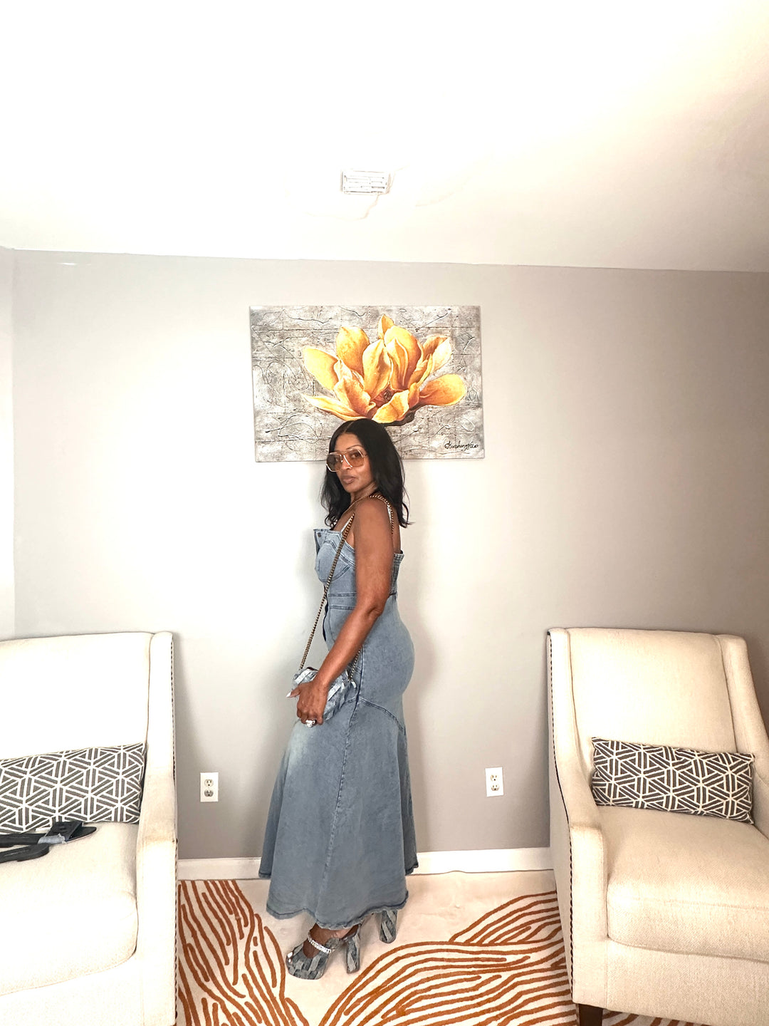 It’s Summertime Fine Super Stretchy Button Front Denim Mermaid Maxi Dress -