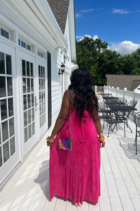 Summertime All the Vibes Pleated Maxi Dress - Fuchsia