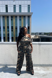 Camo Off the Shoulder Jumpsuit in S-3X