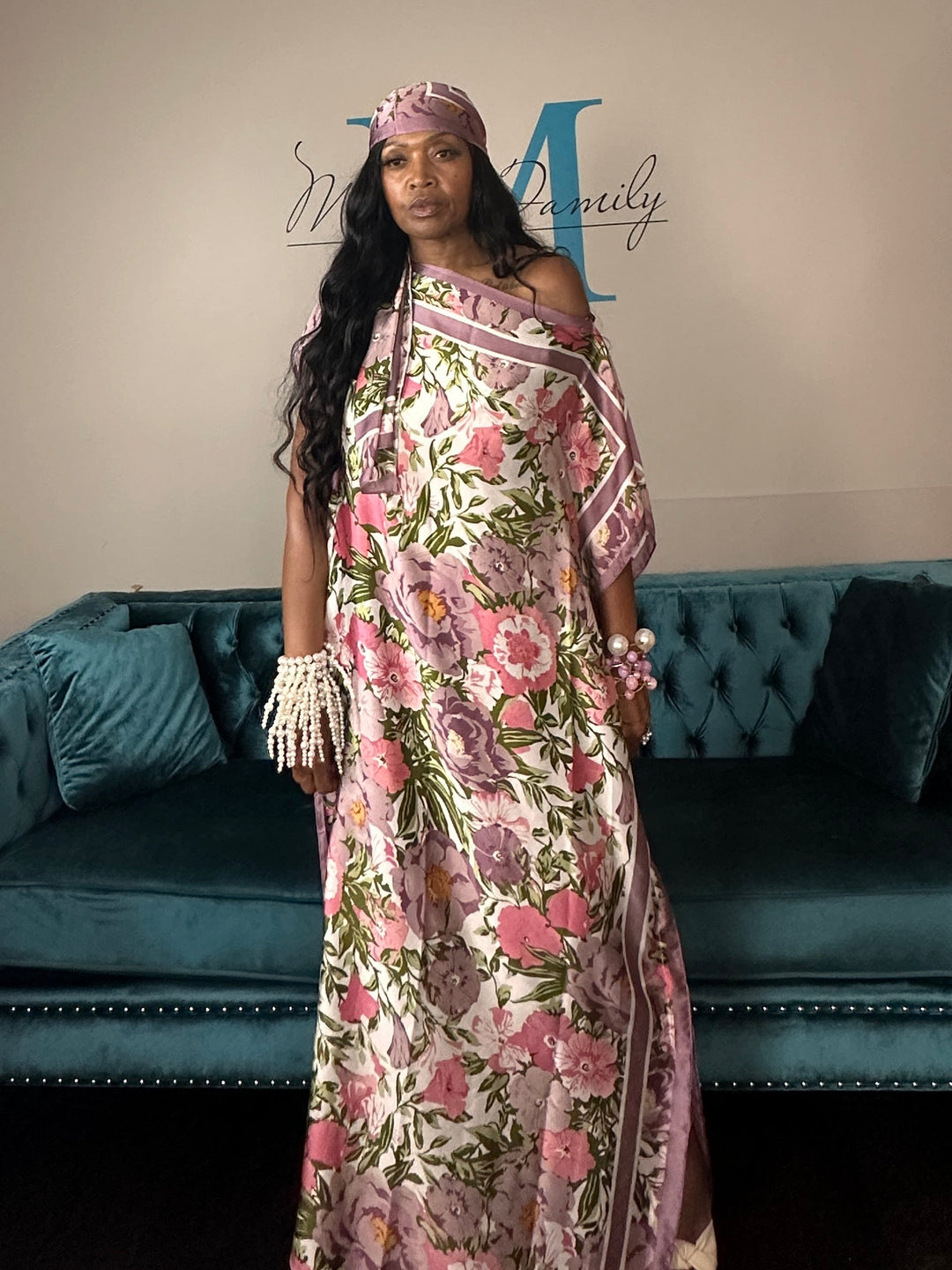 Santorini Collection Kaftan Maxi scarf with matching scarf - Lavender Pink Blend