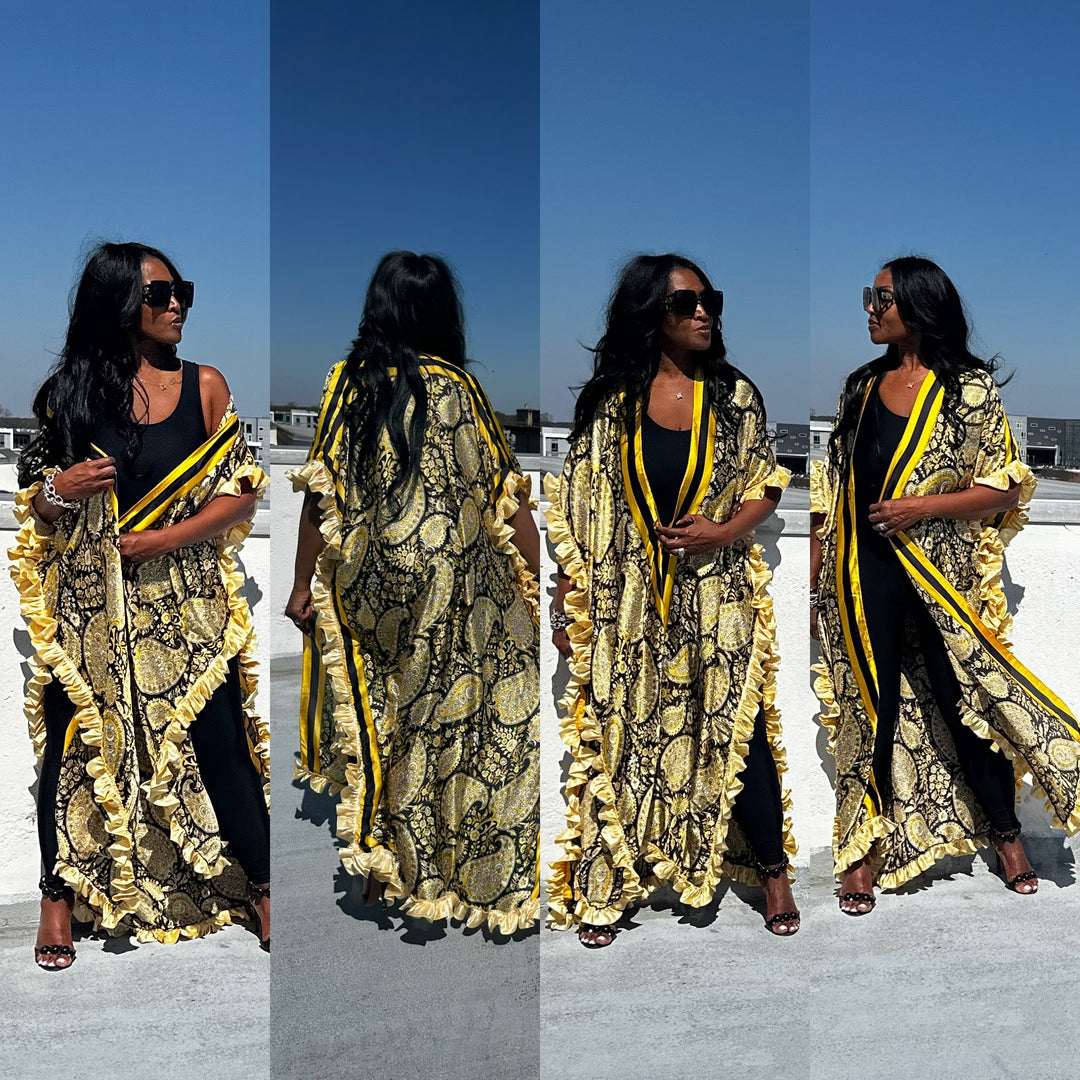 NEW: Costa Maya  Kimono - black and gold blend Ships 3/28