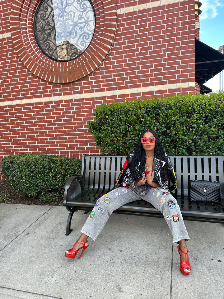 Route 26 Stretch Cargo Patch Jeans - Black Wash