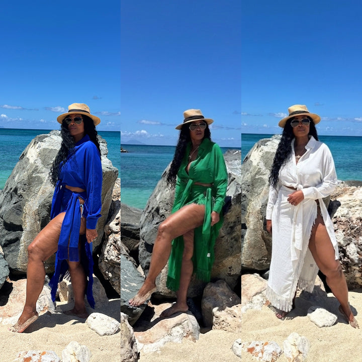 Vacation 2 piece Fringe Sarong Set - Kelly Green