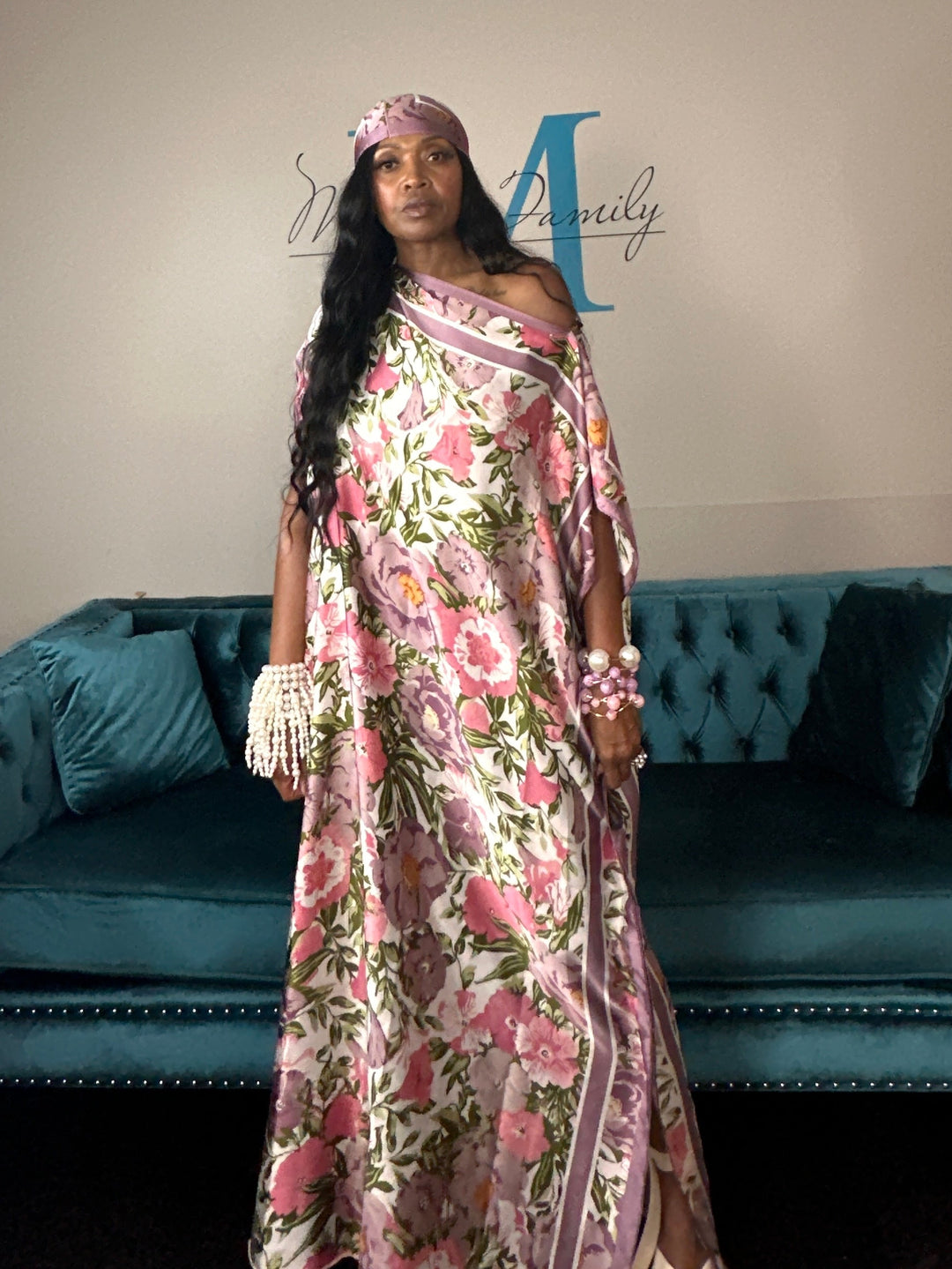 Santorini Collection Kaftan Maxi scarf with matching scarf - Lavender Pink Blend