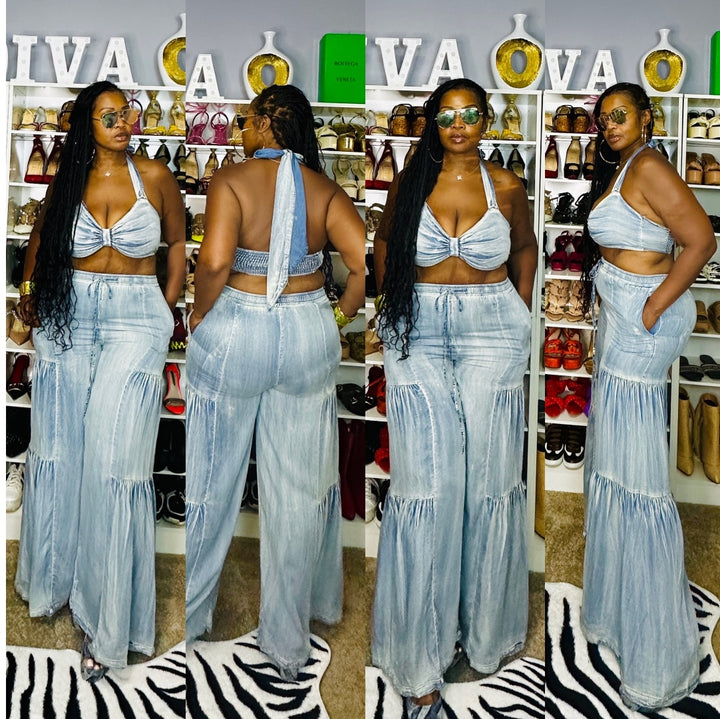 RESTOCKED Denim Bayou 2 piece stretch denim set