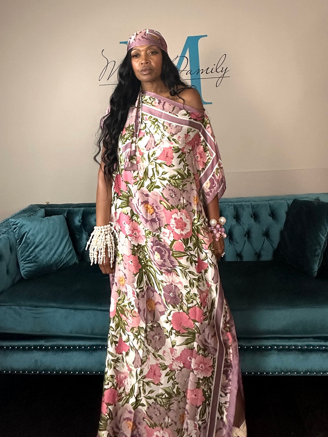 Santorini Collection Kaftan Maxi scarf with matching scarf - Lavender Pink Blend