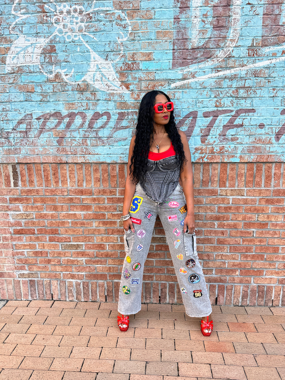 Route 26 Stretch Cargo Patch Jeans - Black Wash