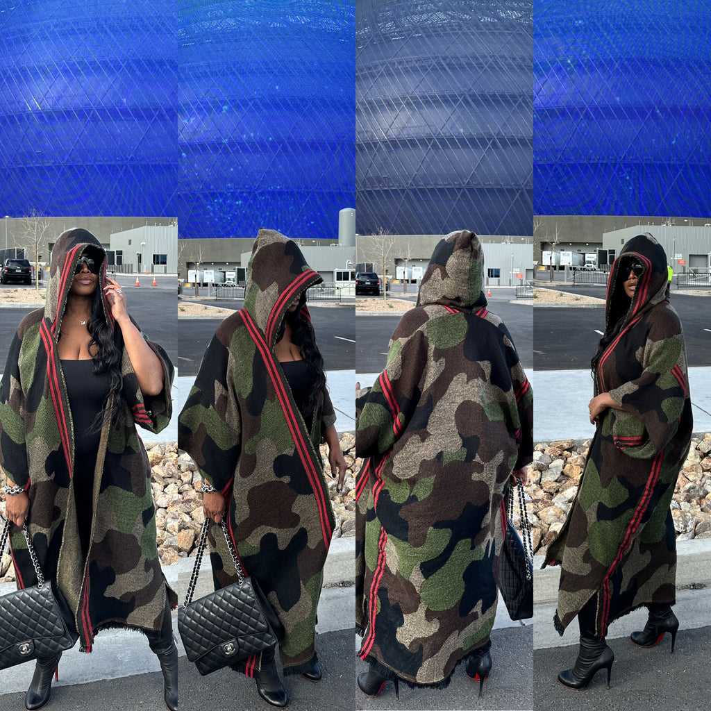 RESTOCKED Hooded Camo Is The New Black Winter Open Front Long