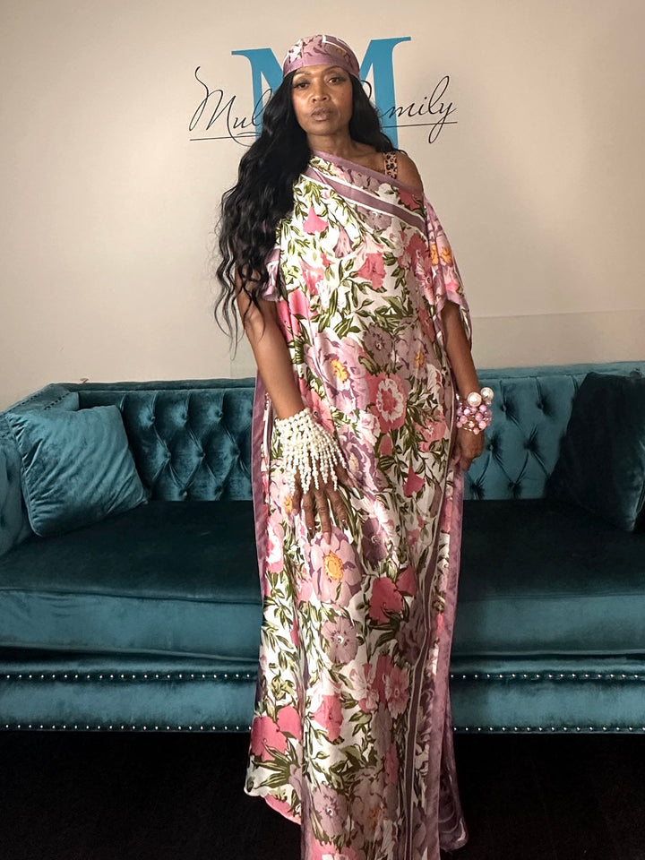 Santorini Collection Kaftan Maxi scarf with matching scarf - Lavender Pink Blend
