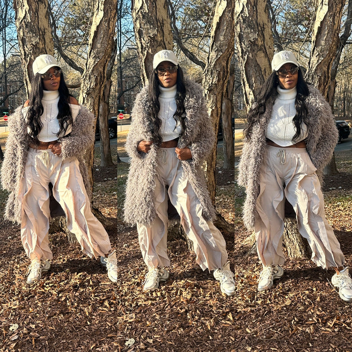 All the Frills Cargo Pants - Light Dove Grey