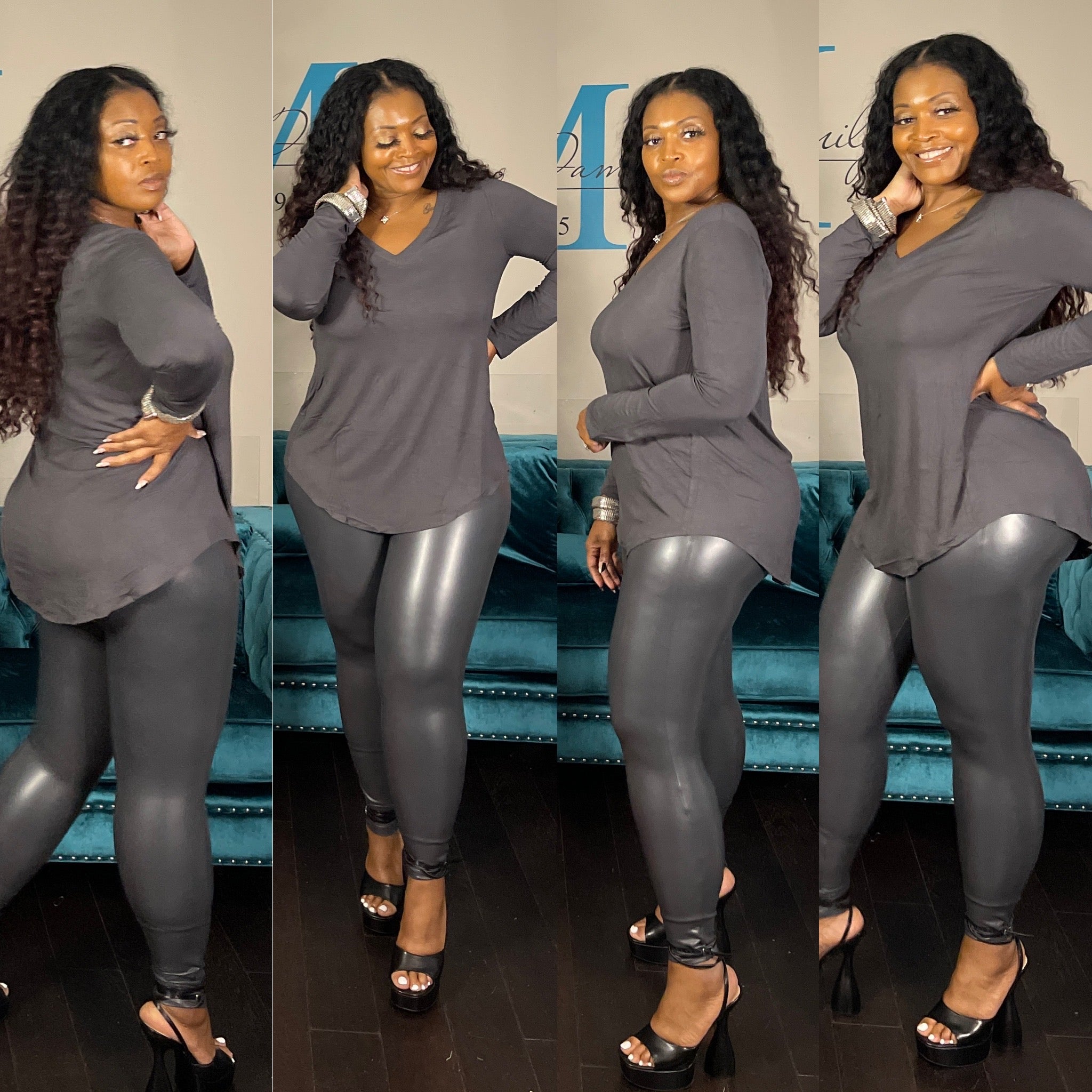 Fall Faux Leather Leggings Only Charcoal Ash Grey All Diva Things