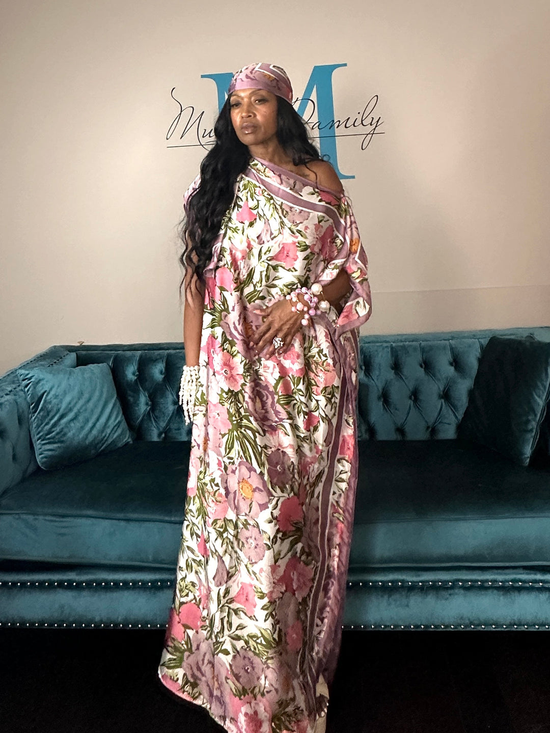 Santorini Collection Kaftan Maxi scarf with matching scarf - Lavender Pink Blend