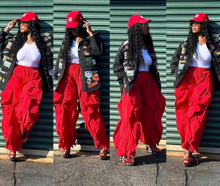 All the Frills Cargo Pants - Red
