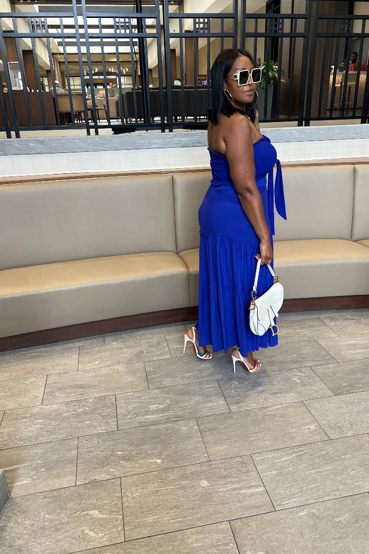 Summer Essentials Stretch Gauze Adjustable Tube Top - Electric Blue