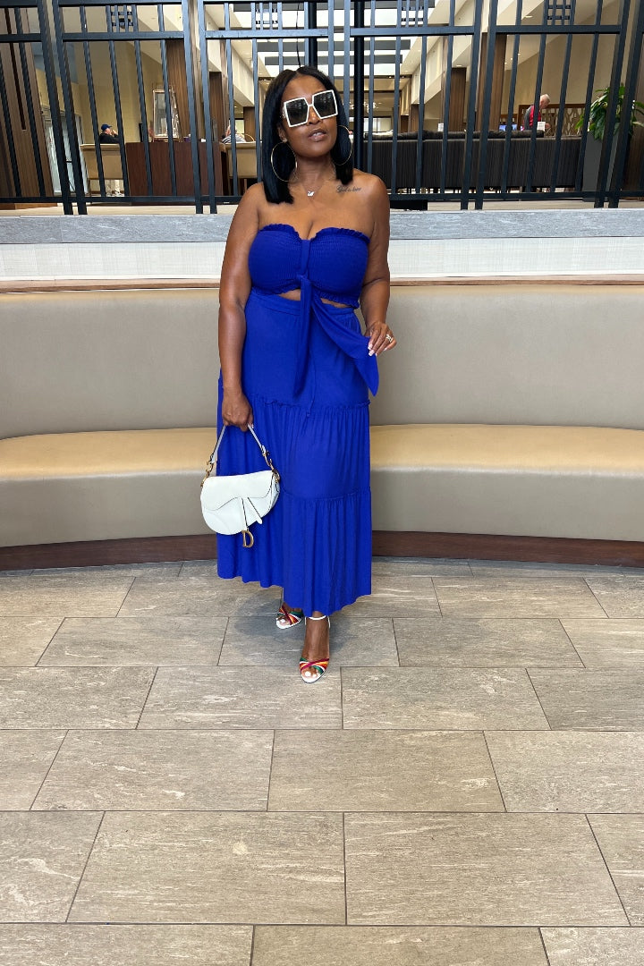 Summer Essentials Stretch Gauze Adjustable Tube Top - Electric Blue