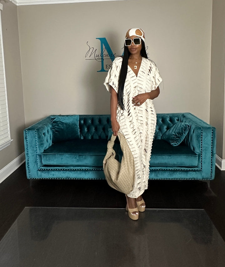 Pre-Order Denim Distressed Harem Romper Cream/Ivory Ships 6/30