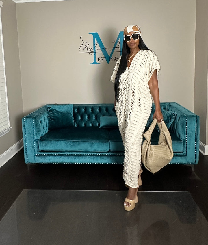 Pre-Order Denim Distressed Harem Romper Cream/Ivory Ships 6/30
