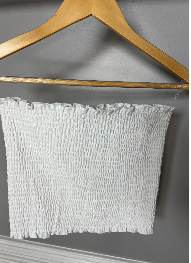 Summer Essentials Stretch Gauze Adjustable Tube Top - White