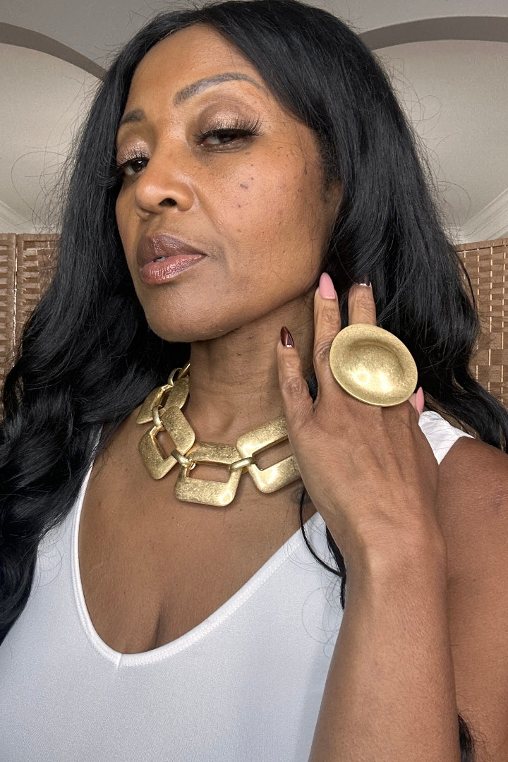 Chunky Fashion Link Necklace - Gold