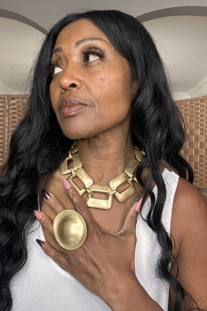 Chunky Fashion Link Necklace - Gold