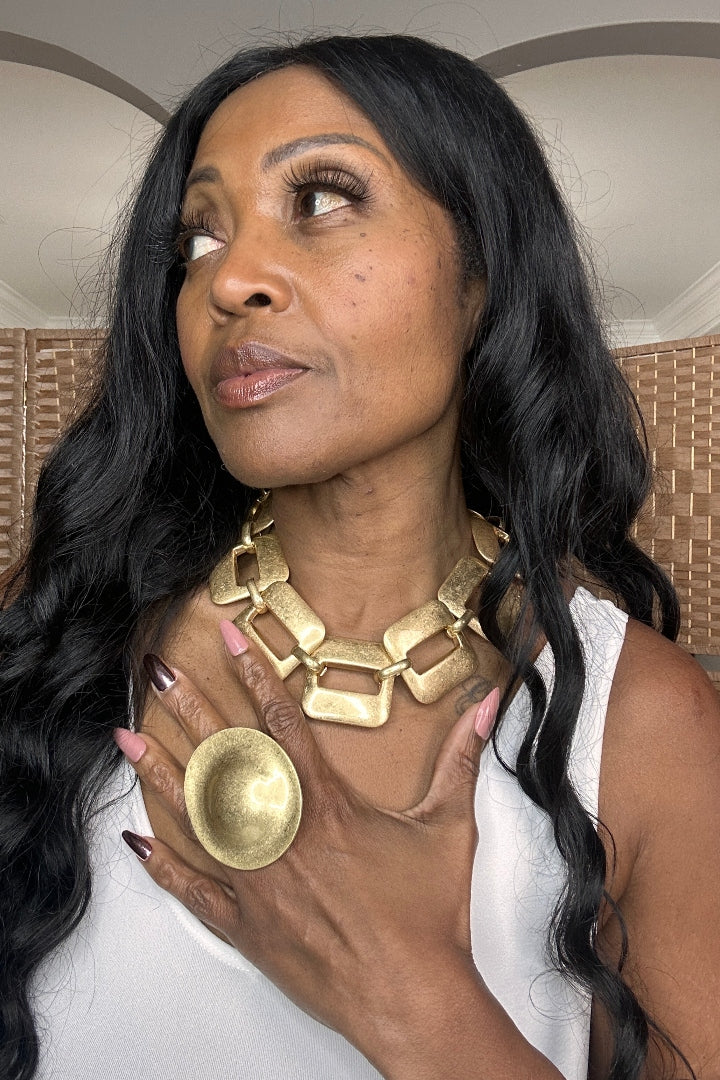 Chunky Fashion Link Necklace - Gold