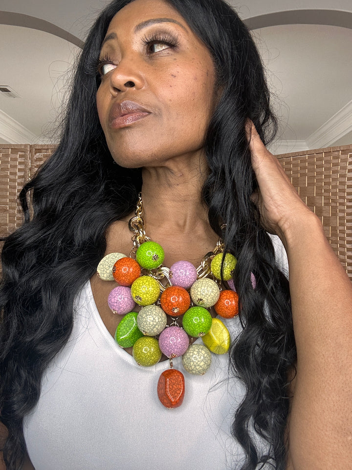 So Unique Fashion Cluster Necklace -Pastel Color
