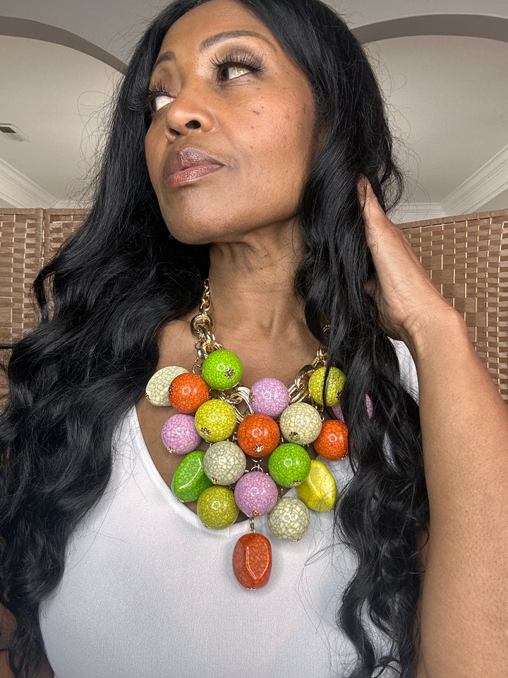 So Unique Fashion Cluster Necklace -Pastel Color