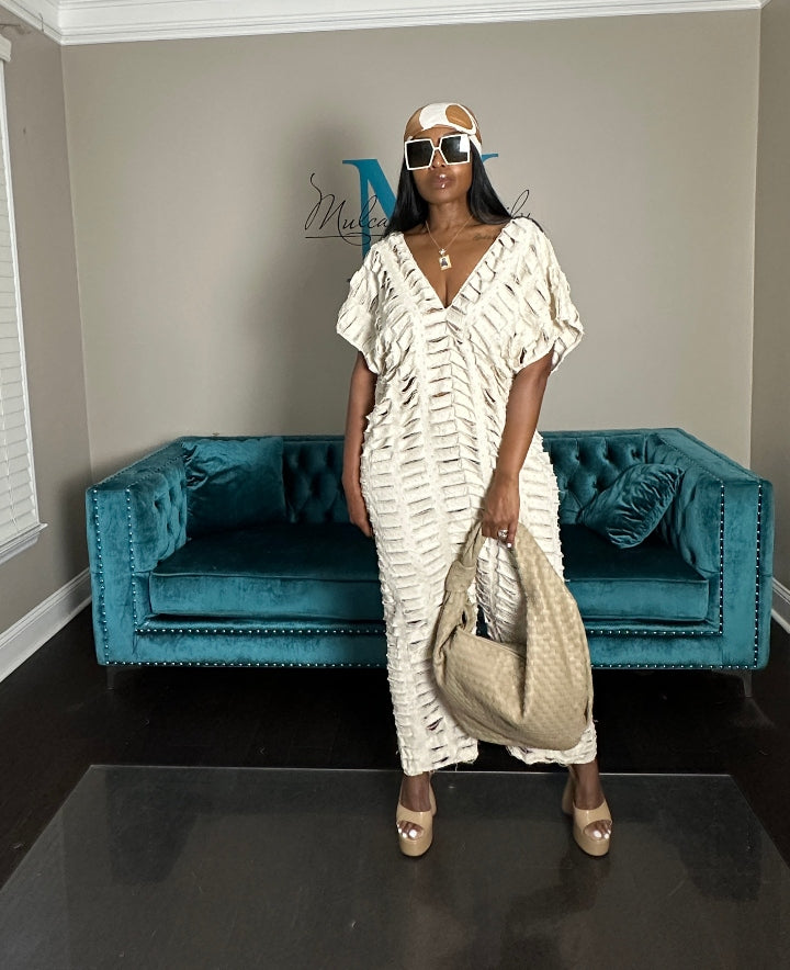 Pre-Order Denim Distressed Harem Romper Cream/Ivory Ships 6/30