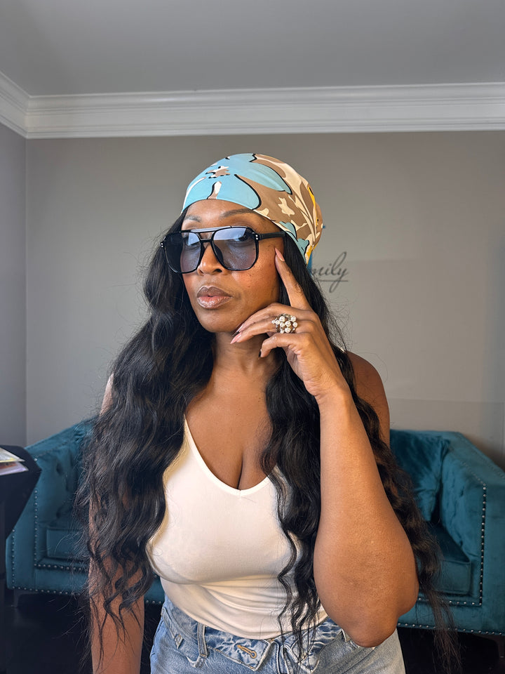 Summer Mood Scarf - Light blue Tan Yellow Blend
