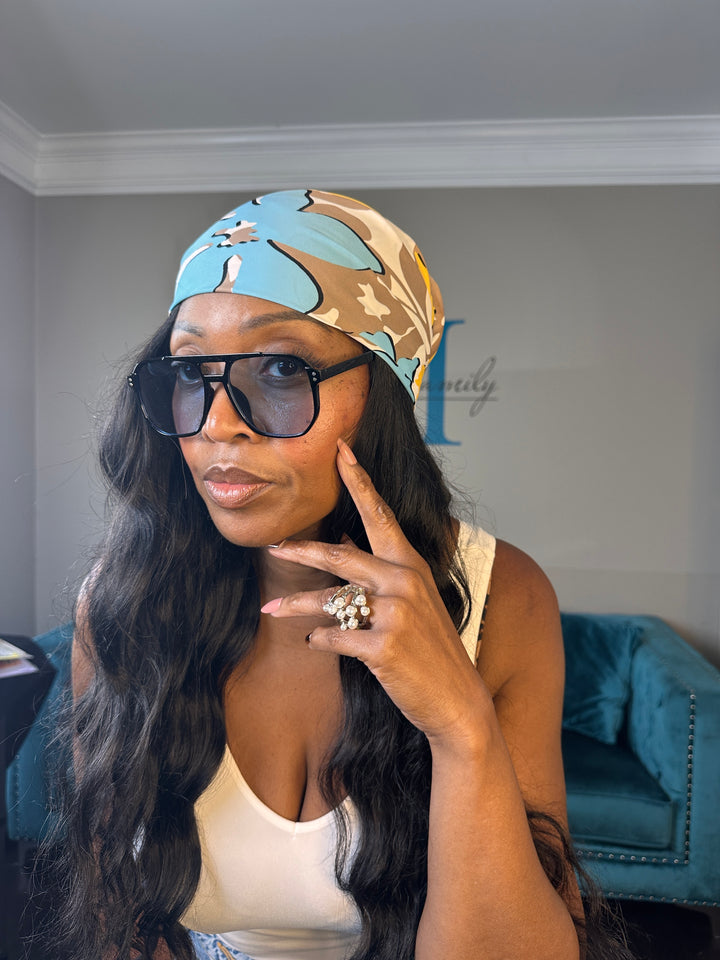 Summer Mood Scarf - Light blue Tan Yellow Blend